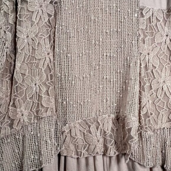 Indigo Soul Women's Layered Tunic w/Lace & Sequin Detail, long Sheer Sleeves 3XL - Picture 4 of 6